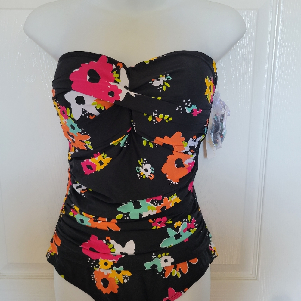 Anne Cole shirred one piece swimsuit